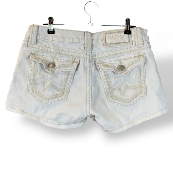 Miss Me Irene Shorts Womens Sz 29 White Embroidered Low Rise Flap Pocket Denim - Picture 5 of 15